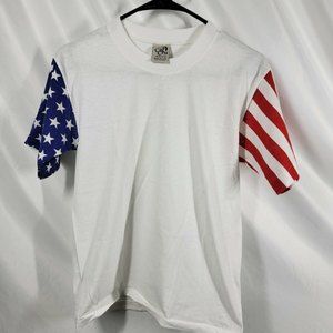 Vintage 90s Youth S M L Cal Cru Stars Stripes Single Stitched Sleeve T Shirt USA